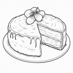 coconut cake decorated with coconut pieces