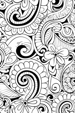 a cute peaceful paisleys  coloring bookvector white background black and white black drawing