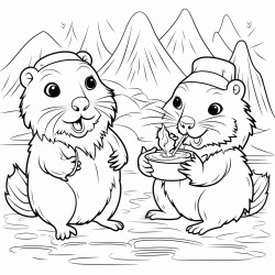 beaver partying and eating thai