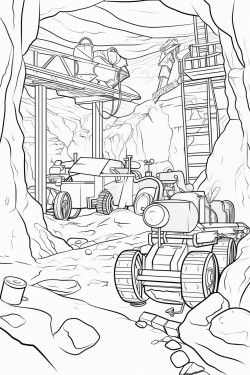 large underground cavern with construction equipment working inside