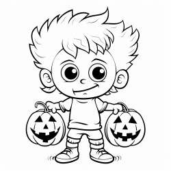 monster kid with pumpkin halloween