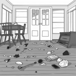 a classroom left for summer with worksheets and belonging littering the floor