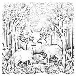 a magical forest with dancing animals