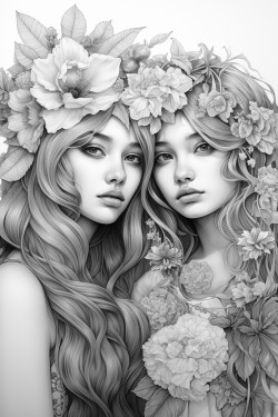 girls and flowers
