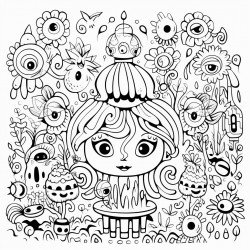psychedelic lions den with flowers and aliens