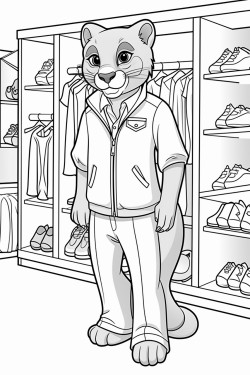 animal cougar shopping at clothing store