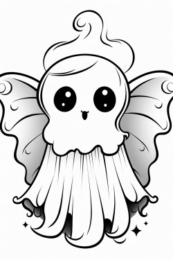 a cute ghost with butterfly wings flying