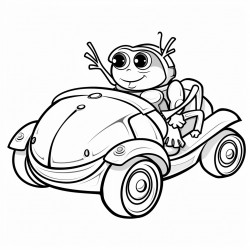 person riding a beetle with gems