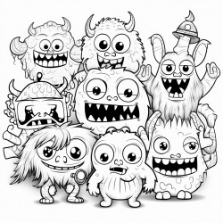 crochet themed cartoon monsters