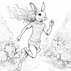 female rabbit running in a marathon