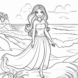 lady with long hair on the beach