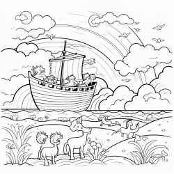 a scene from the bible of noahs ark
