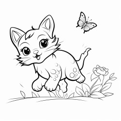 A playful cat chasing a butterfly