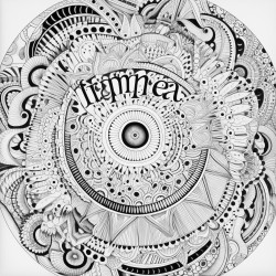 create a coloring page featuring the word happiness in a vibrant intricate mandala style