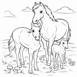 family cubs of horse