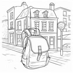 une limace avec un sac  dos qui se promne en ville