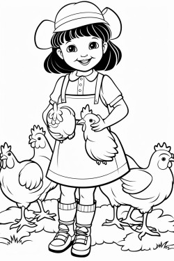 girl with chickens