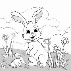 bunny in meadow finds a big carrot