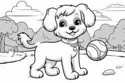 small dog playing ball on the park