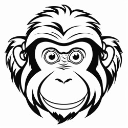retro cartoon picture of a closeup face of a monkey