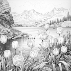 tulips in lake water