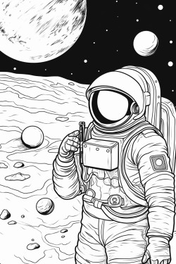 astronaut taking a picture by a planet