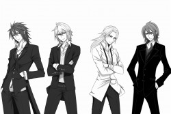 10 different male anime characcters without colour or shade