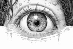 a simple drawing of a person with droopy eyes head resting on their hand and a small zzz bubble above them
