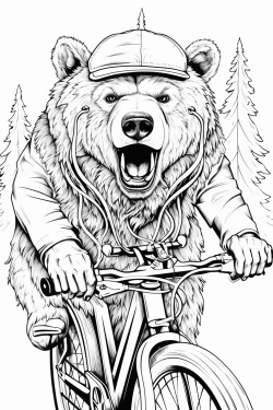 bear drives bycicle