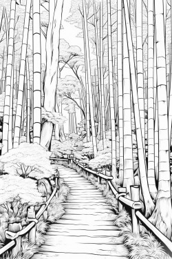 torii bamboo forest minimalism unmanned