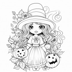 coloring page summerween no background white and black