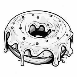 coloring page of a delicious donut with cream drips