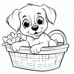 puppy in a basket