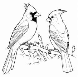 a cardinal a blue jay and a gold finch flying around a big open field
