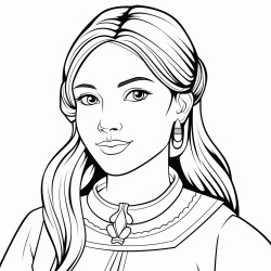draw a woman from the country el salvador with long hair