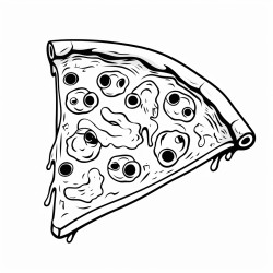a simple pizza slice with melting cheese pepperoni and olive slices