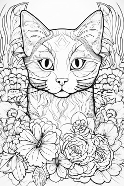 cat and a flower