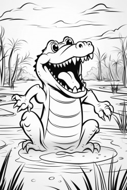 an alligator dancing in a swamp