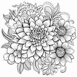 mandela floral artwork with zentangle details