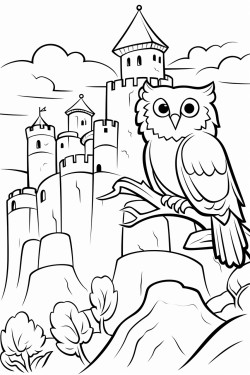 paysage dautomne fort avec un hibou et un enfant