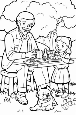 picnic in the park   grandpa and grandkid enjoying the outdoors