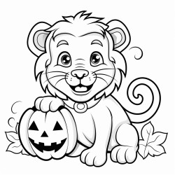 un lion en peluche dguis pour halloween