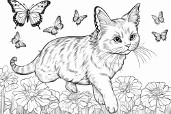 a playful cat chasing butterflies 0