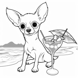 chihuahua drinking a margarita on the beach