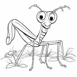 cartoon cute preying mantis