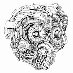 cyber tech biomechanical intricate complex