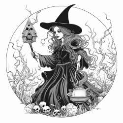 black witches lighting herbs and smoking full body with creepy background
