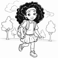 a afro girl going to school