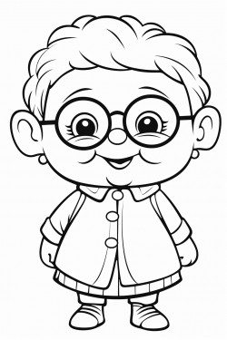 a cute dwarf grandma wears glasses c