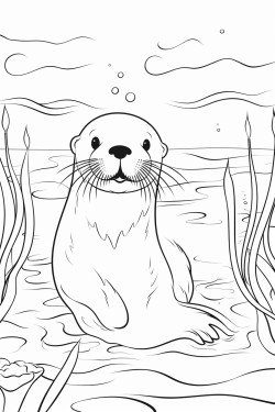 otter swimming in a lake